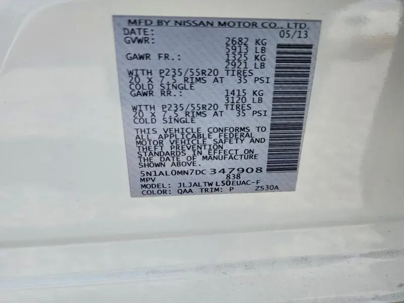 2013 INFINITI JX35 BASE  
