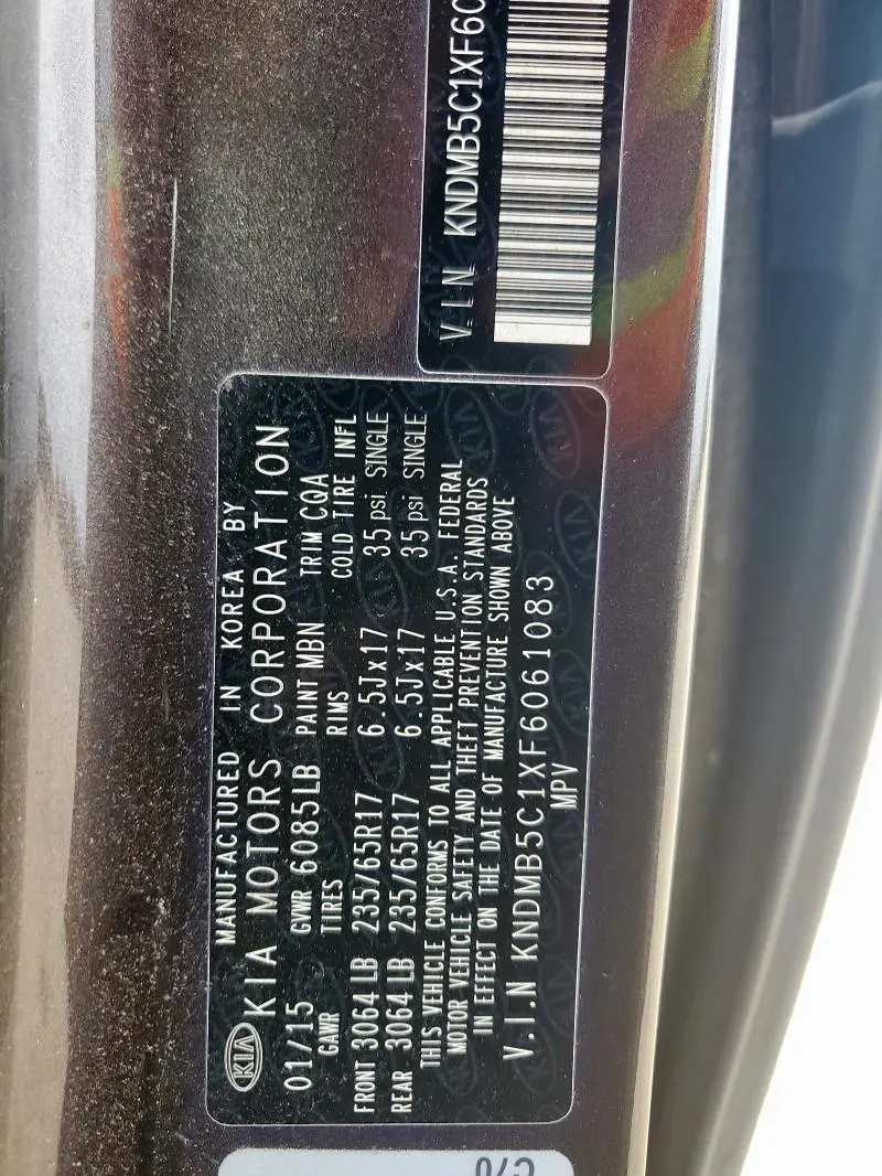 2015 KIA SEDONA LX