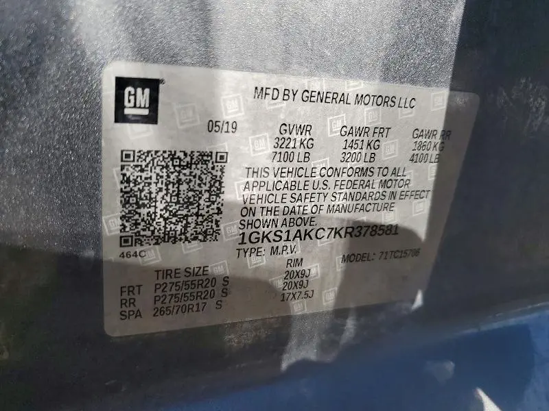 2019 GMC YUKON SLE  