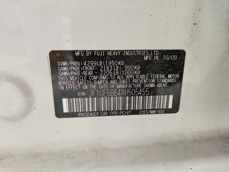 2010 SUBARU IMPREZA 2.5I PREMIUM  