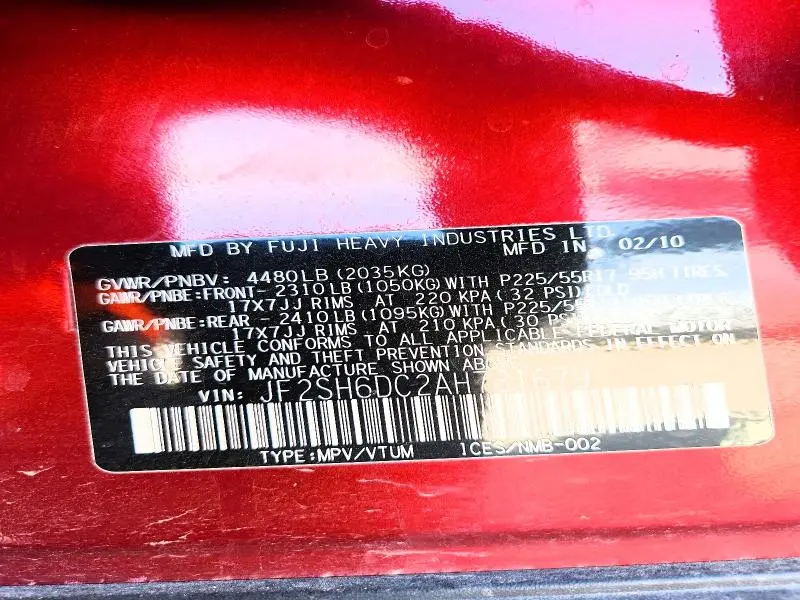 2010 SUBARU FORESTER 2.5X LIMITED  