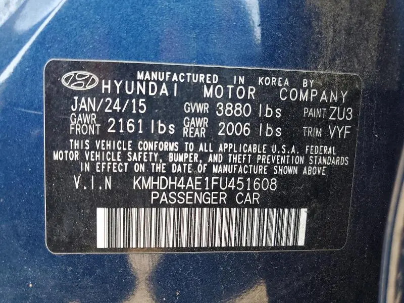 2015 HYUNDAI ELANTRA SE  