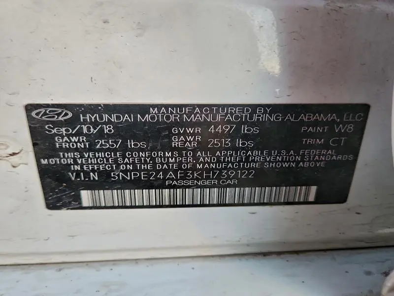 2019 HYUNDAI SONATA SE  