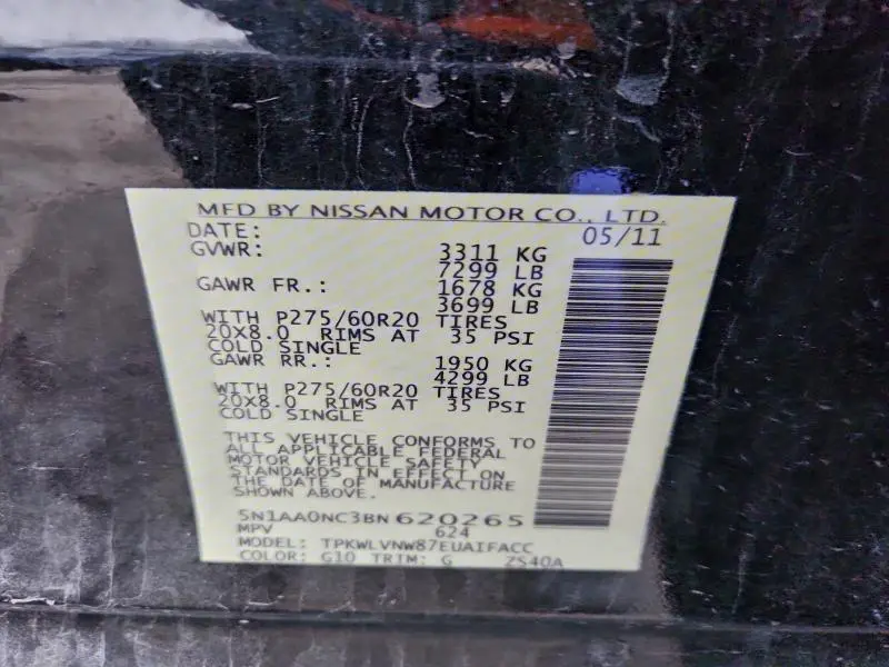 2011 NISSAN ARMADA SV  