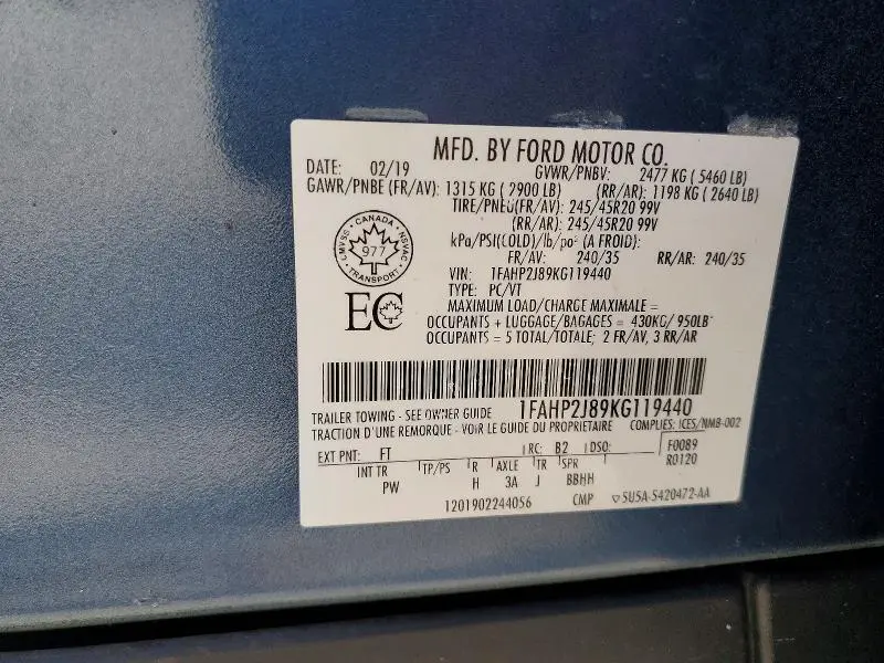 2019 FORD TAURUS LIMITED  
