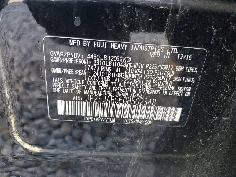 2016 SUBARU FORESTER 2.5I  