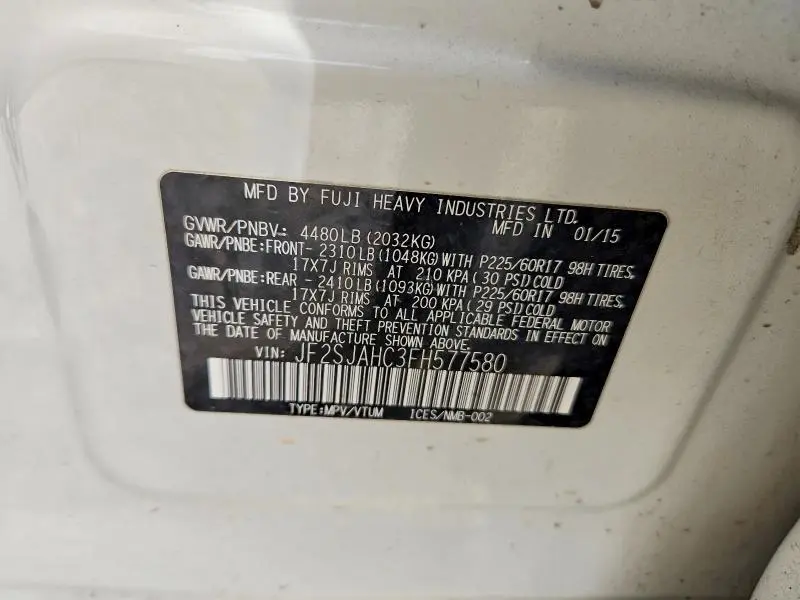 2015 SUBARU FORESTER 2.5I LIMITED  