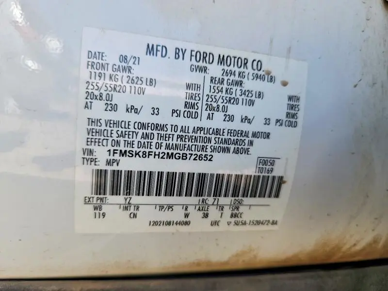 2021 FORD EXPLORER LIMITED  