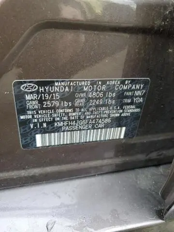 2015 HYUNDAI AZERA LIMITED  