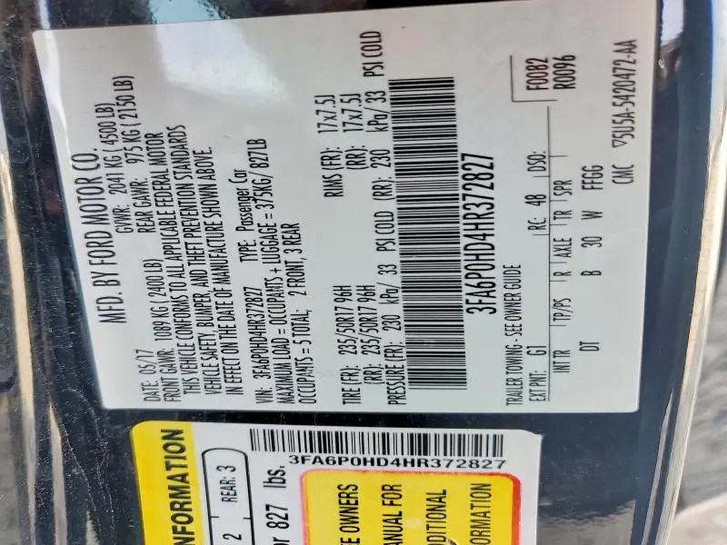 2017 FORD FUSION SE  