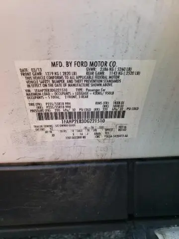 2013 FORD TAURUS SEL  