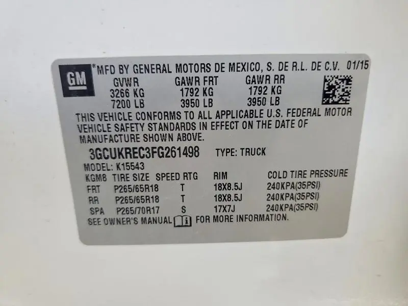 2015 CHEVROLET SILVERADO K1500 LT  