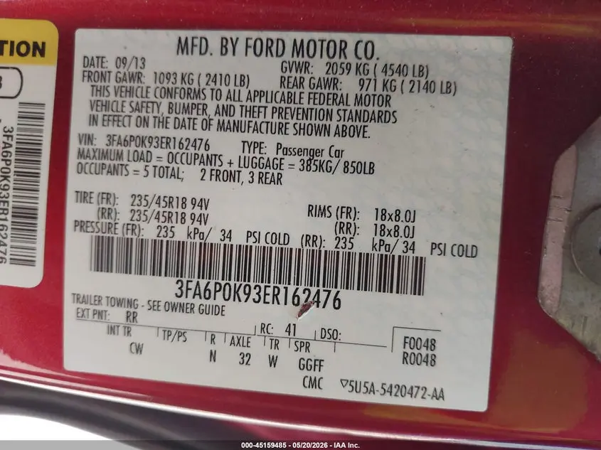 2014 FORD FUSION TITANIUM