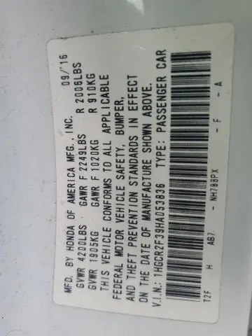 2017 HONDA ACCORD LX