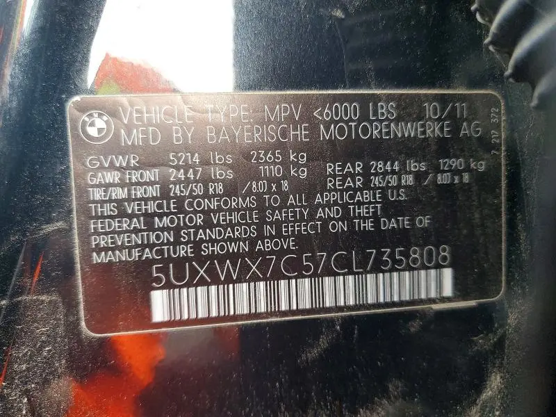 2012 BMW X3 XDRIVE35I  