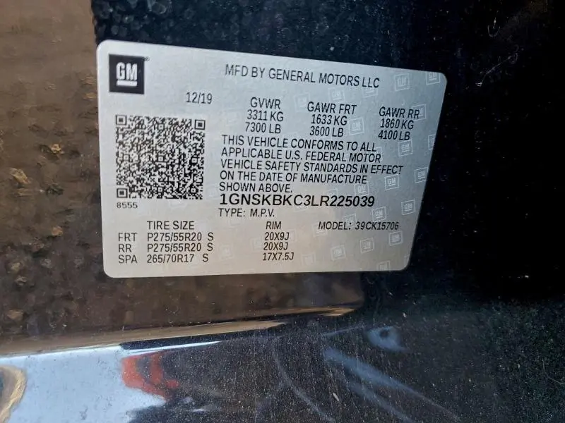 2020 CHEVROLET TAHOE K1500 LT  