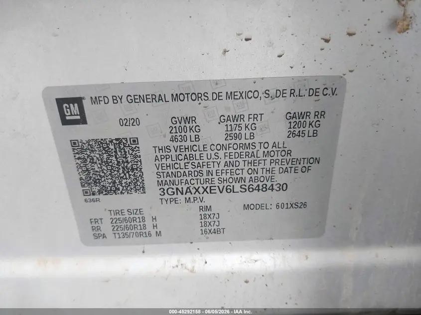 2020 CHEVROLET EQUINOX AWD PREMIER 1.5L TURBO