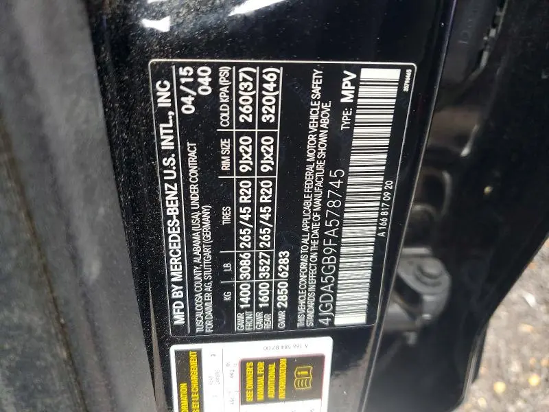 2015 MERCEDES-BENZ ML 400 4MATIC  