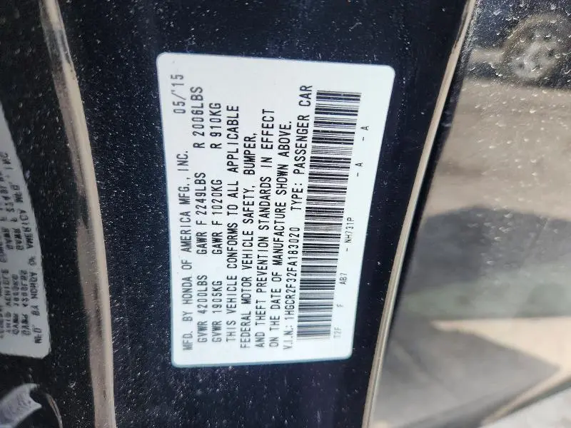 2015 HONDA ACCORD LX  