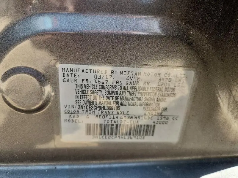 2017 NISSAN VERSA NOTE SV  