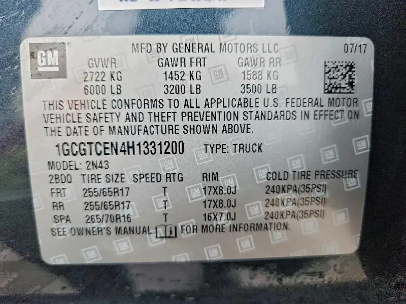 2017 CHEVROLET COLORADO LT  