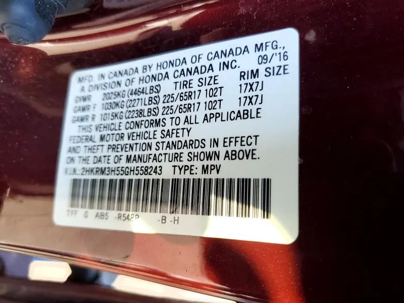 2016 HONDA CR-V EX  