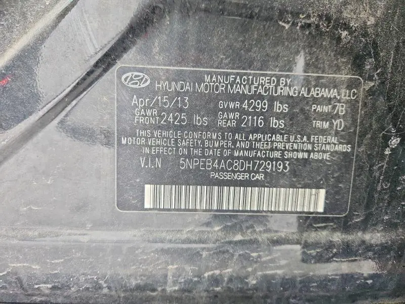 2013 HYUNDAI SONATA GLS  