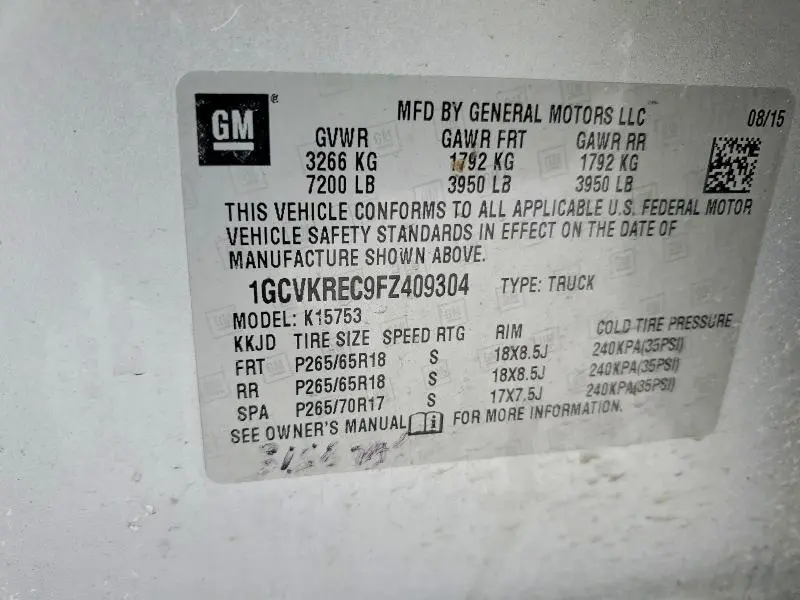 2015 CHEVROLET SILVERADO K1500 LT  