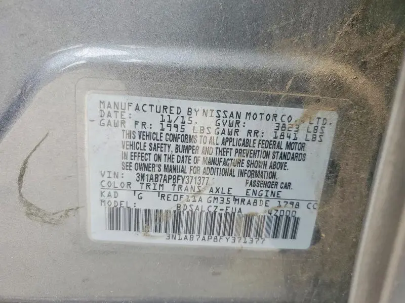 2015 NISSAN SENTRA S  