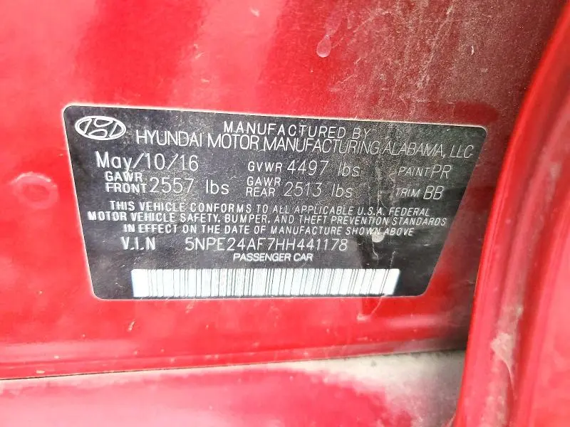 2017 HYUNDAI SONATA SE  