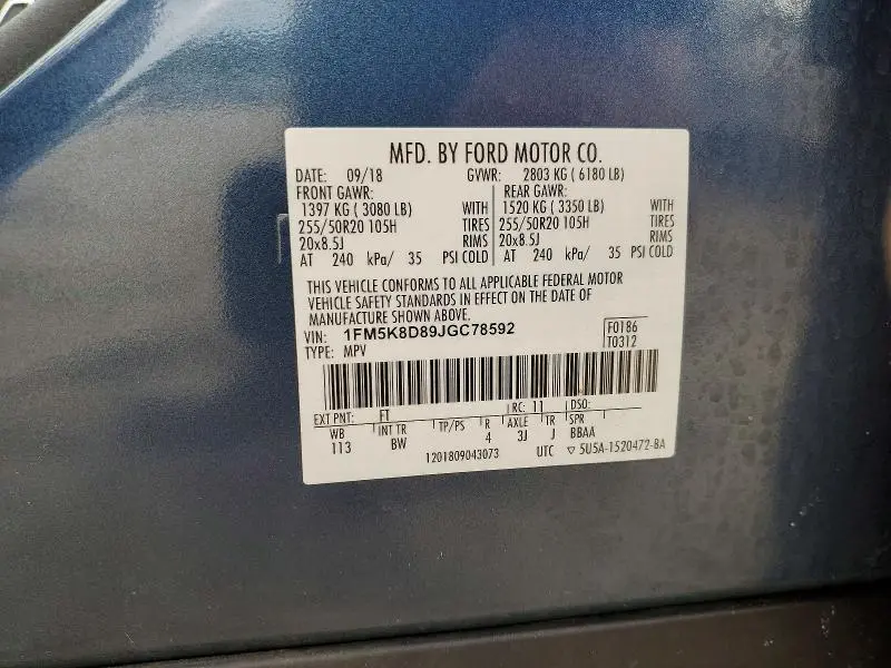 2018 FORD EXPLORER XLT  