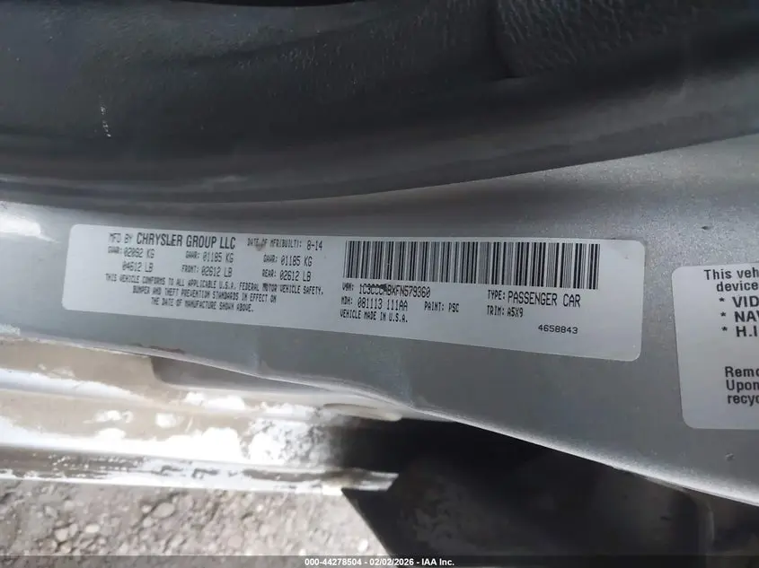 2015 CHRYSLER 200 LIMITED