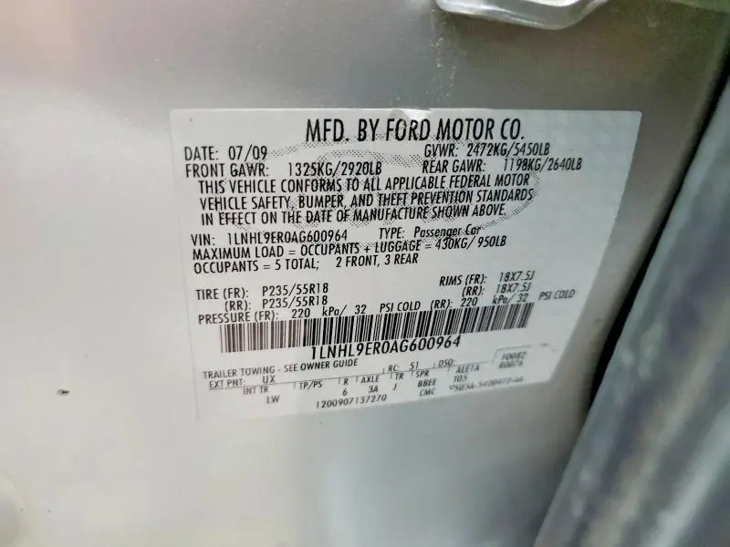 2010 LINCOLN MKS   