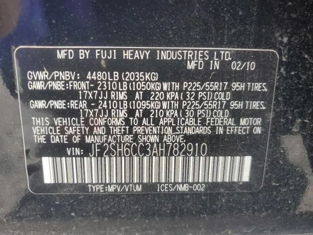 2010 SUBARU FORESTER 2.5X PREMIUM  