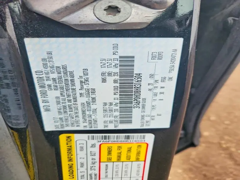 2017 FORD FUSION SE  