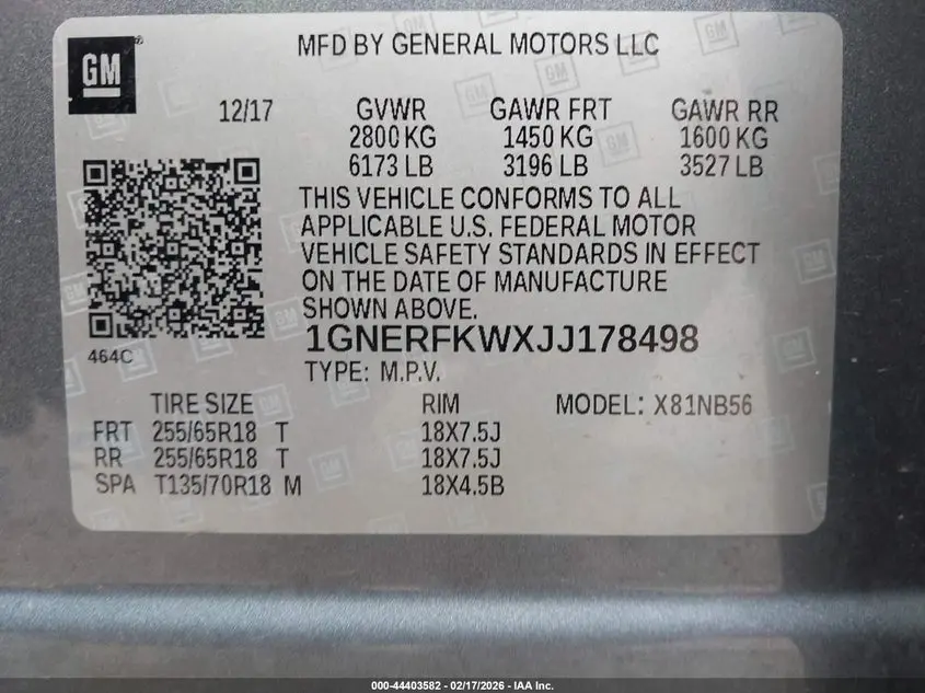 2018 CHEVROLET TRAVERSE LS