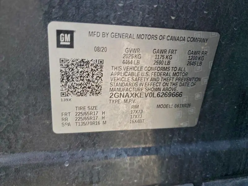 2020 CHEVROLET EQUINOX LT  