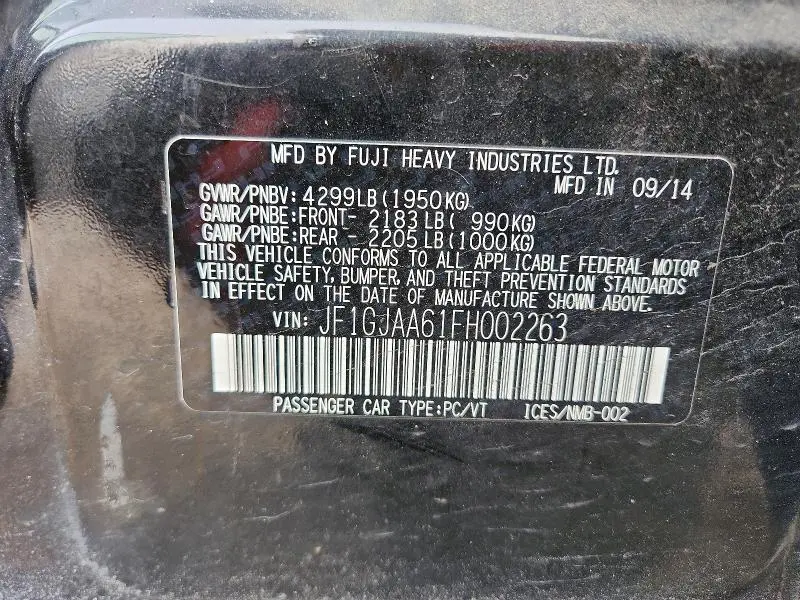 2015 SUBARU IMPREZA   