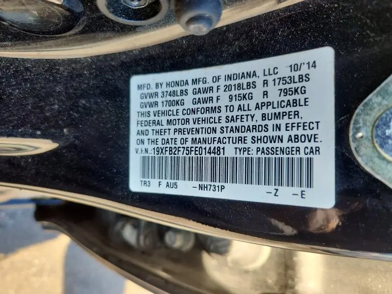 2015 HONDA CIVIC SE  