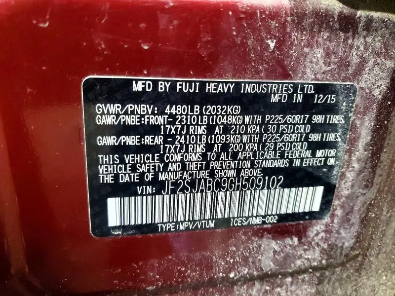 2016 SUBARU FORESTER 2.5I  