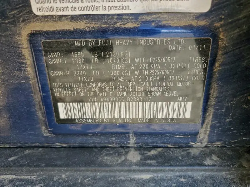 2011 SUBARU OUTBACK 3.6R PREMIUM  