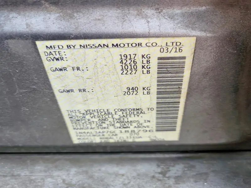 2016 NISSAN ALTIMA 2.5  