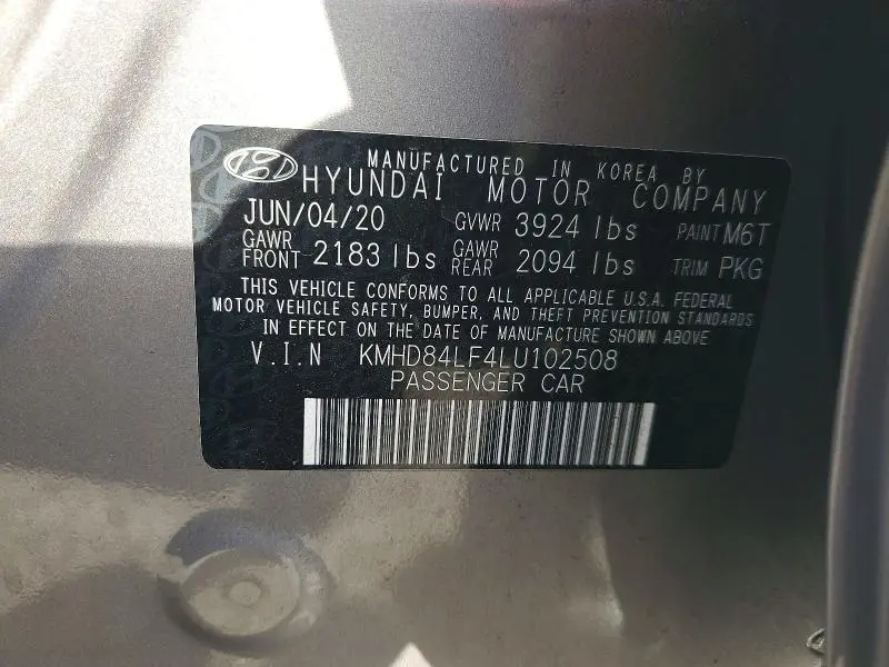 2020 HYUNDAI ELANTRA SEL  