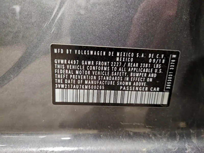 2019 VOLKSWAGEN GOLF SPORTWAGEN S  