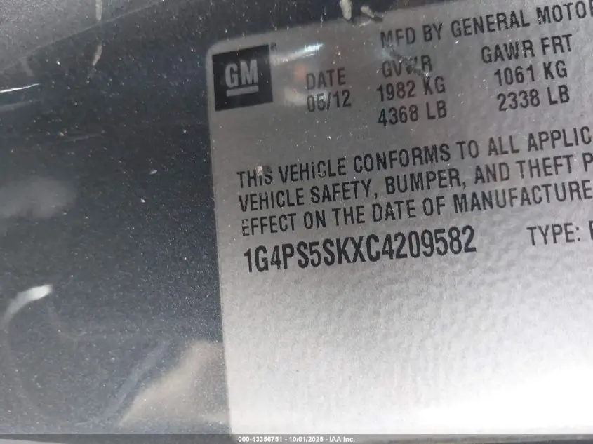 2012 BUICK VERANO LEATHER GROUP