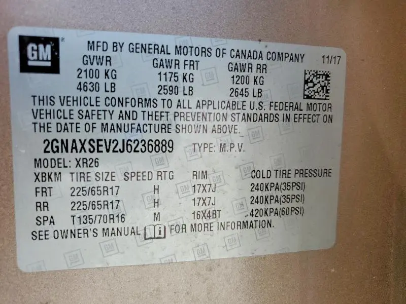2018 CHEVROLET EQUINOX LT  