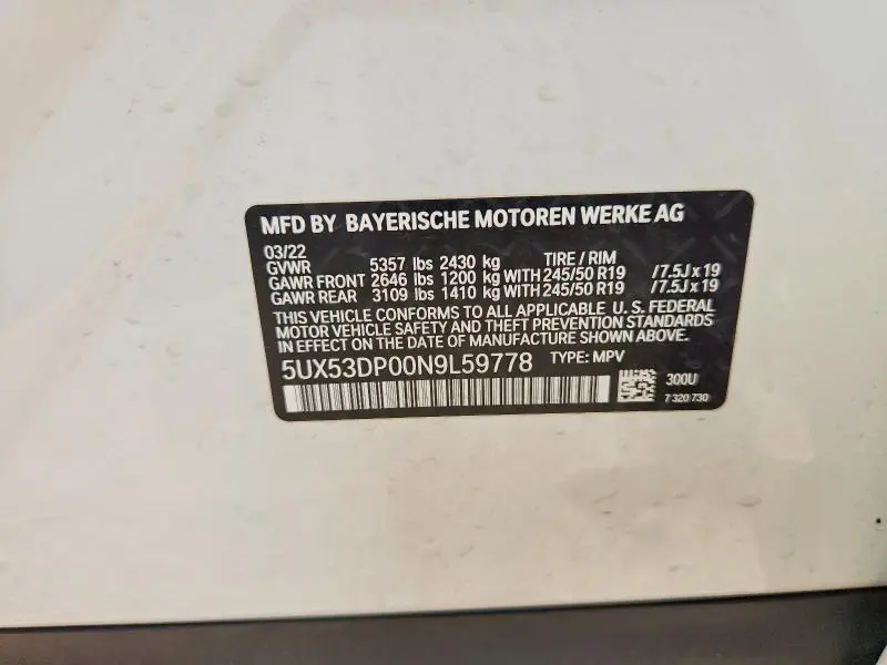 2022 BMW X3 XDRIVE30I  