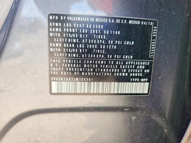 2018 VOLKSWAGEN TIGUAN SE  