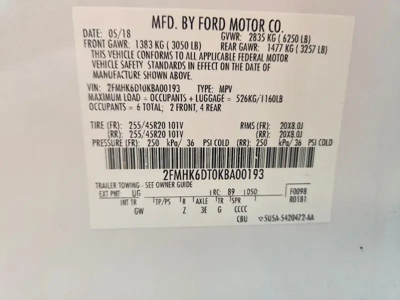 2019 FORD FLEX LIMITED  