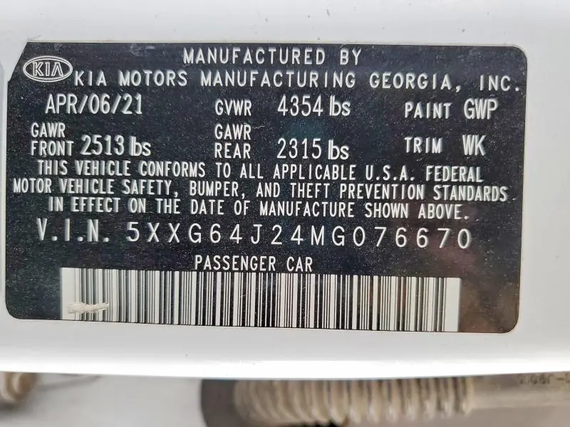 2021 KIA K5 GT LINE  